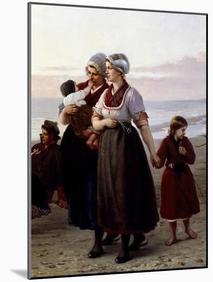 Mothers and Children, Detail from Summer on a Breton Beach-Henri-Jacques Bource-Mounted Giclee Print