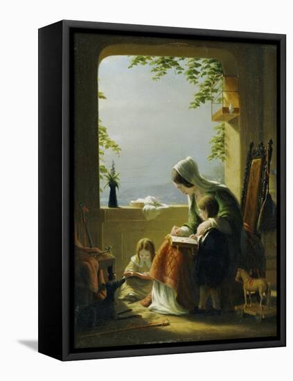 Mothers Lessons, Amalfi, 1857-Robert Walter Weir-Framed Stretched Canvas