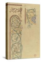 Motif décoratif : rinceaux de lys et de feuilles peuplés d'oiseaux-Eugène Viollet-le-Duc-Stretched Canvas
