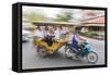 Motion Blur Image of a Tuk-Tuk in the Capital City of Phnom Penh-Michael Nolan-Framed Stretched Canvas