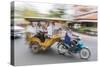 Motion Blur Image of a Tuk-Tuk in the Capital City of Phnom Penh-Michael Nolan-Stretched Canvas