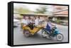 Motion Blur Image of a Tuk-Tuk in the Capital City of Phnom Penh-Michael Nolan-Framed Stretched Canvas