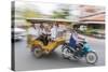 Motion Blur Image of a Tuk-Tuk in the Capital City of Phnom Penh-Michael Nolan-Stretched Canvas