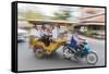 Motion Blur Image of a Tuk-Tuk in the Capital City of Phnom Penh-Michael Nolan-Framed Stretched Canvas