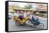 Motion Blur Image of a Tuk-Tuk in the Capital City of Phnom Penh-Michael Nolan-Framed Stretched Canvas