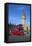 Motion Blurred Red London Bus Below Big Ben-Stuart Black-Framed Stretched Canvas