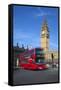 Motion Blurred Red London Bus Below Big Ben-Stuart Black-Framed Stretched Canvas
