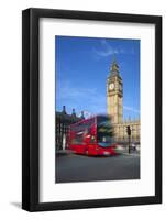 Motion Blurred Red London Bus Below Big Ben-Stuart Black-Framed Photographic Print