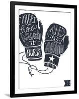 Motivational Quote Hand-Written within Silhouette of Boxing Gloves. Creative Hand Lettering. Persis-Lisitsaimage-Framed Art Print