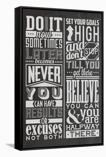 Motivational Set Black-Vintage Vector Studio-Framed Stretched Canvas