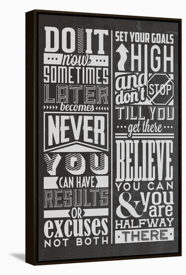 Motivational Set Black-Vintage Vector Studio-Framed Stretched Canvas