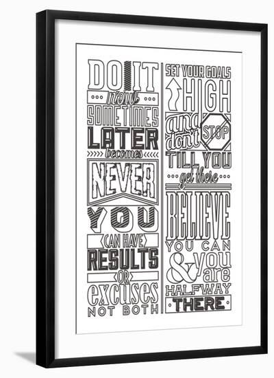 Motivational Set White-Vintage Vector Studio-Framed Art Print