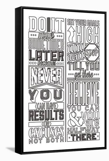 Motivational Set White-Vintage Vector Studio-Framed Stretched Canvas