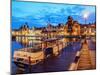 Motlawa River and Medieval Port Crane Zuraw at twilight, Old Town, Gdansk, Pomeranian Voivodeship, -Karol Kozlowski-Mounted Photographic Print