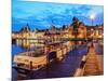 Motlawa River and Medieval Port Crane Zuraw at twilight, Old Town, Gdansk, Pomeranian Voivodeship, -Karol Kozlowski-Mounted Photographic Print