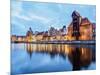 Motlawa River and Medieval Port Crane Zuraw at twilight, Old Town, Gdansk, Pomeranian Voivodeship,-Karol Kozlowski-Mounted Photographic Print