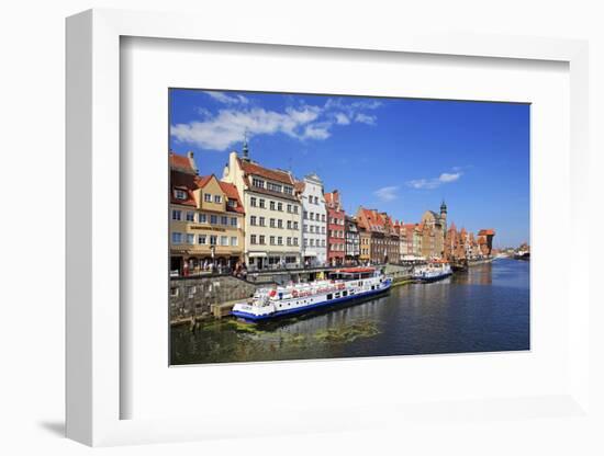 Motlawa Riverbank with the Old town of Gdansk, Gdansk, Pomerania, Poland, Europe-Hans-Peter Merten-Framed Photographic Print