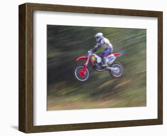 Motocross Racer Airborne-Steve Satushek-Framed Photographic Print