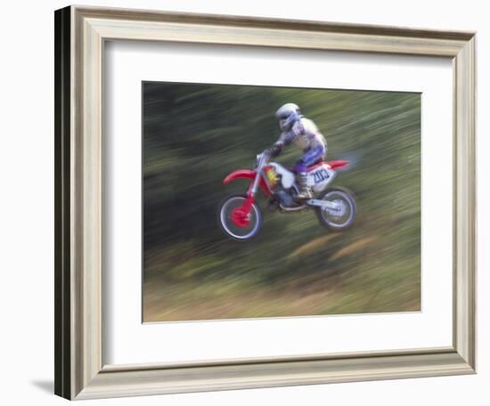 Motocross Racer Airborne-Steve Satushek-Framed Photographic Print