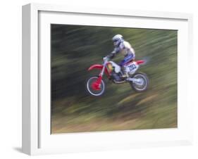 Motocross Racer Airborne-Steve Satushek-Framed Photographic Print