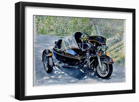 Motocycle with Sidecar, 2009, (watercolor)-Anthony Butera-Framed Premium Giclee Print