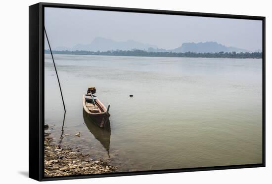 Motor Boat on Salween River (Thanlwin River), Hpa An, Karen State (Kayin State)-Matthew Williams-Ellis-Framed Stretched Canvas