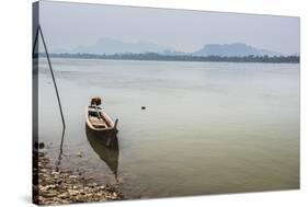 Motor Boat on Salween River (Thanlwin River), Hpa An, Karen State (Kayin State)-Matthew Williams-Ellis-Stretched Canvas