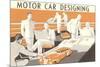 Motor Car Designing-null-Mounted Art Print