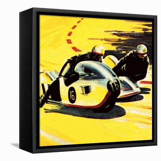 Motor-Cycle Side-Car Racing-Wilf Hardy-Framed Stretched Canvas