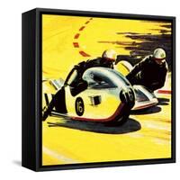 Motor-Cycle Side-Car Racing-Wilf Hardy-Framed Stretched Canvas