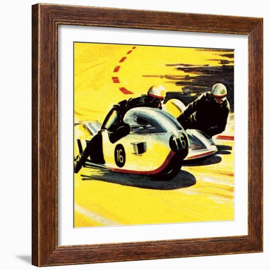 Motor-Cycle Side-Car Racing-Wilf Hardy-Framed Giclee Print