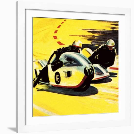 Motor-Cycle Side-Car Racing-Wilf Hardy-Framed Giclee Print