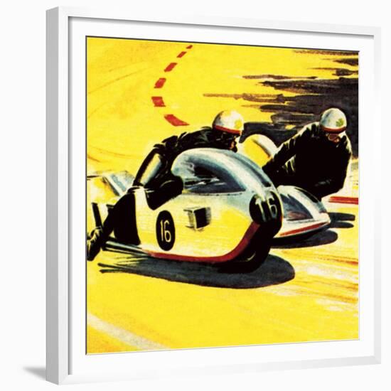 Motor-Cycle Side-Car Racing-Wilf Hardy-Framed Giclee Print