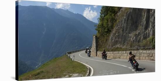 Motor cyclists on the Pass above Martigny, Switzerland, Europe-James Emmerson-Stretched Canvas