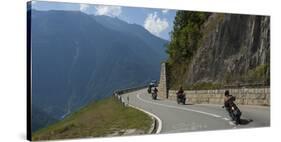 Motor cyclists on the Pass above Martigny, Switzerland, Europe-James Emmerson-Stretched Canvas