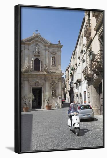 Motor Scooter and Cattedrale Di San Cataldo in Taranto, Basilicata, Italy, Europe-Martin-Framed Photographic Print