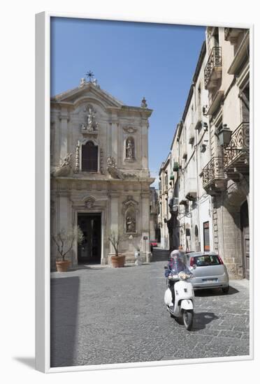 Motor Scooter and Cattedrale Di San Cataldo in Taranto, Basilicata, Italy, Europe-Martin-Framed Photographic Print