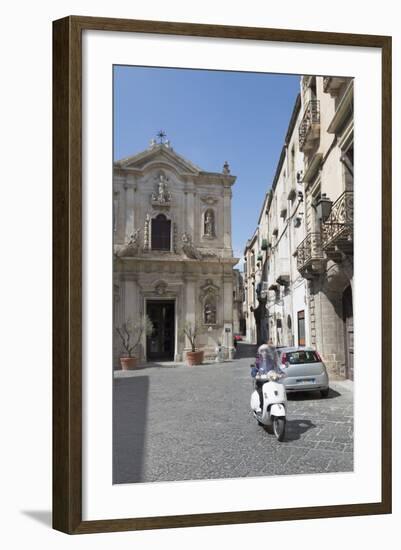 Motor Scooter and Cattedrale Di San Cataldo in Taranto, Basilicata, Italy, Europe-Martin-Framed Photographic Print