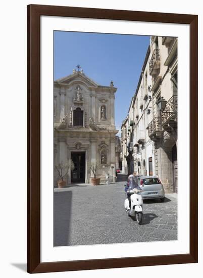 Motor Scooter and Cattedrale Di San Cataldo in Taranto, Basilicata, Italy, Europe-Martin-Framed Photographic Print