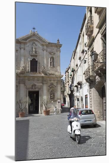 Motor Scooter and Cattedrale Di San Cataldo in Taranto, Basilicata, Italy, Europe-Martin-Mounted Photographic Print