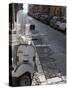 Motor Scooter Parked on Street, Cefalu, Sicily, Italy, Europe-Martin Child-Stretched Canvas