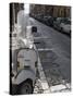 Motor Scooter Parked on Street, Cefalu, Sicily, Italy, Europe-Martin Child-Stretched Canvas