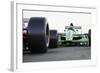 Motor Sports Race Car Competitive close Quarters Racing on a Track with Motion Blur-Digital Storm-Framed Art Print