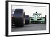 Motor Sports Race Car Competitive close Quarters Racing on a Track with Motion Blur-Digital Storm-Framed Art Print