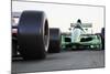 Motor Sports Race Car Competitive close Quarters Racing on a Track with Motion Blur-Digital Storm-Mounted Art Print