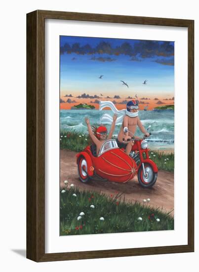 Motorbike and Sidecar-Peter Adderley-Framed Art Print