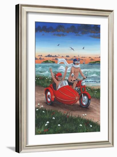 Motorbike and Sidecar-Peter Adderley-Framed Art Print