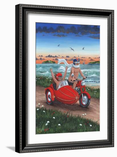 Motorbike and Sidecar-Peter Adderley-Framed Art Print