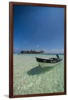 Motorboat anchoring in the turquoise waters of El Acuario, San Andres, Caribbean Sea, Colombia, Sou-Michael Runkel-Framed Photographic Print