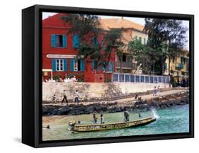 Motorboat Launching from a Dakar Beach, Senegal-Janis Miglavs-Framed Stretched Canvas